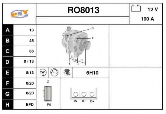 SNRA RO8013 Alternator
